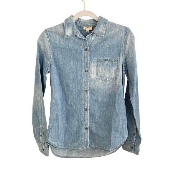 AG Jeans Adriano Goldschmied Blue Denim Button Down Shirt Long Sleeve Collared - Picture 1 of 4